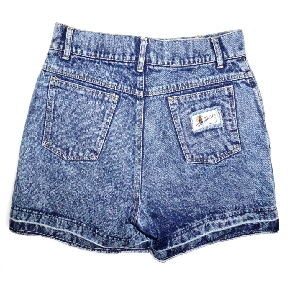 Vintage Jit & Co Spiral Embroidered Denim Shorts Size 14 High Rise Acid Wash Y2K - Picture 3 of 6